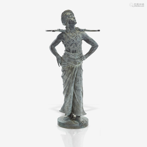 An Orientalist bronze figural stick stand, Dated 1888