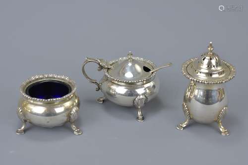 A Silver Mappin & Webb 1922 cruet set