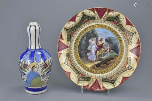 A Continental porcelain dish with gilt decoration