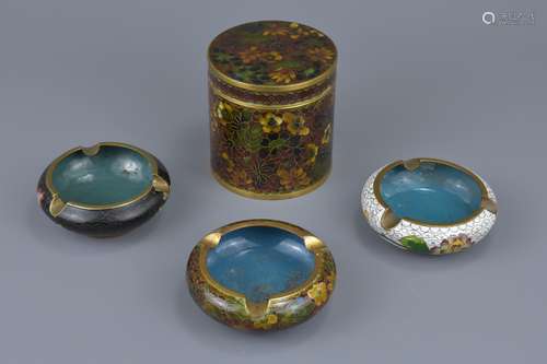 A Chinese vintage 20th C. cloisonne enamel box and cover