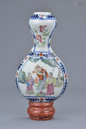 A Chinese 19th C. Famille rose porcelain wall vase decorated with figures