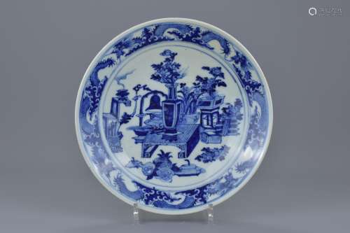 A Chinese 19th C. blue and white porcelain dish
