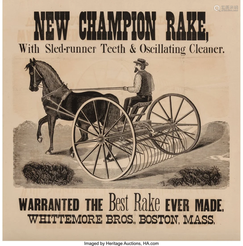 27084: New Champion Rake Advertisement, circa 18…