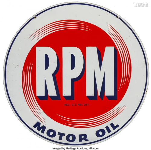 27231: RPM Motor Oil Double Sided Porcelain Sign, …