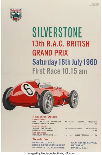 27236: Grand Prix at Silverstone Poster, 1960 29-1/…