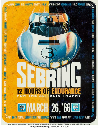 27237: Sebring Race Event Poster, 1966 22 x 17 in…