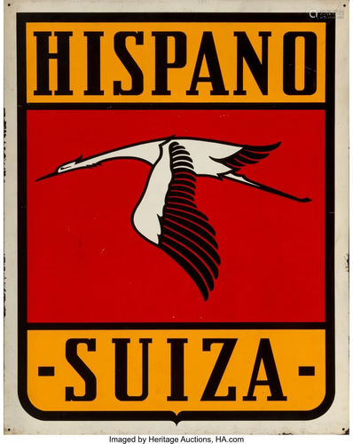 27220: Hispano Suiza Enameled Metal Sign, post-19…