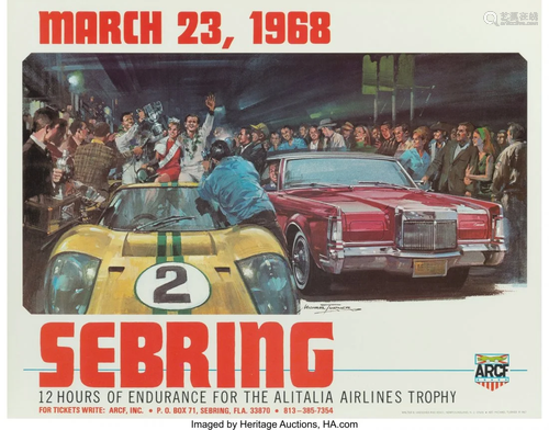 27240: Sebring Race Event Poster, 1968 19 x 22 in…