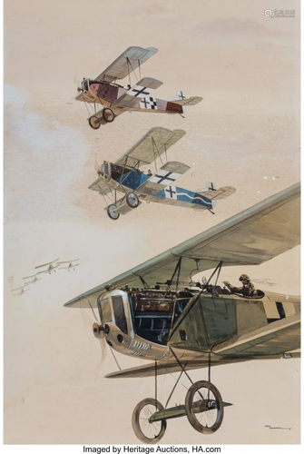 27209: George Menkel World War I Biplanes Waterc…