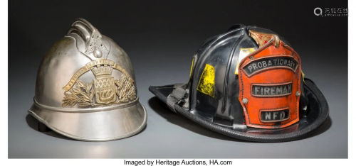 27007: Two Fireman Helmets, circa 1900 and late…
