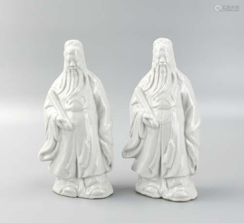 Two Chinese White Glaze Porcelain Figures