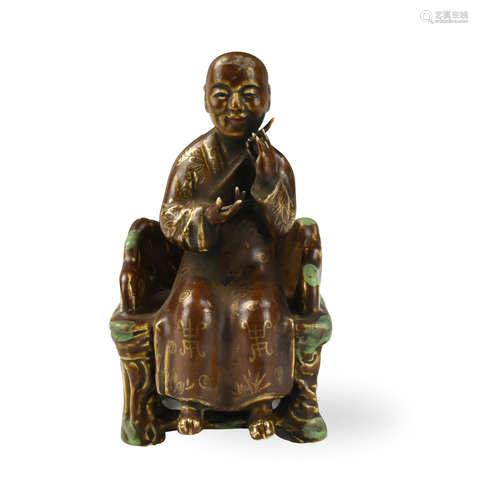 Chinese Gilt Brown Glazed Seated Figure