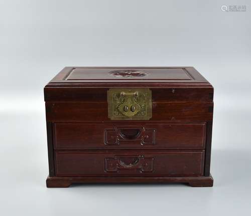 Chinese Rosewood Jewelry Box, Qing Dynasty