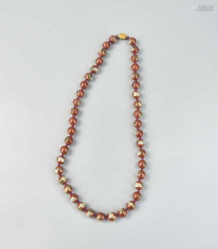 Chinese Beaded Cloissone Necklace, 43 beeds