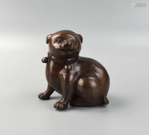 Chinese Antique Bronze Dog Statue