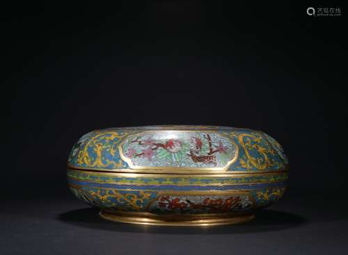 Qing dynasty cloisonne cover box with flowers pattern