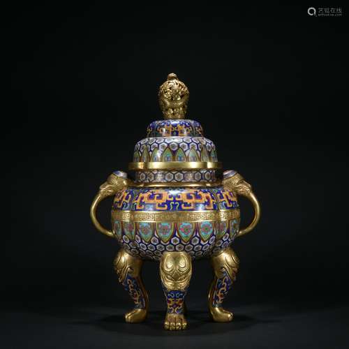 Qing dynasty cloisonne censer