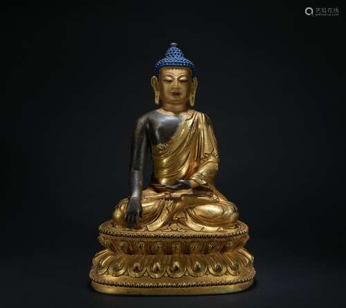 A gilt-bronze figure of Sakyamumi,Qing dynasty