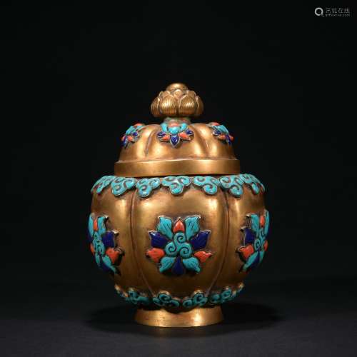 Qing dynasty gilt bronze incense burner