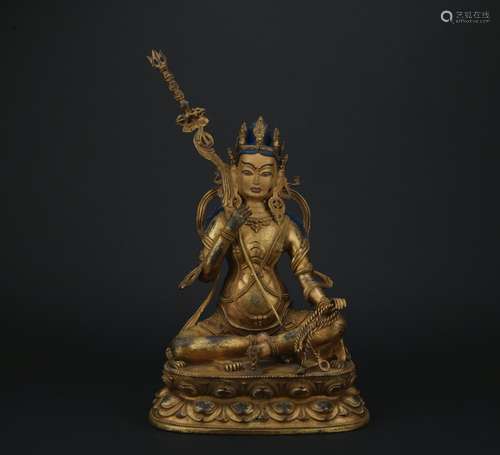 A gilt-bronze figure of Dharmapalas,Qing dynasty