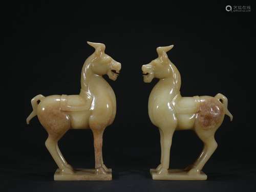 Qing dynasty jade horse 1*pair