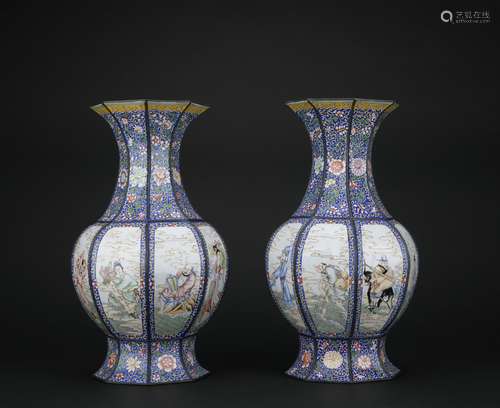 Qing dynasty enamel bottle 1*pair