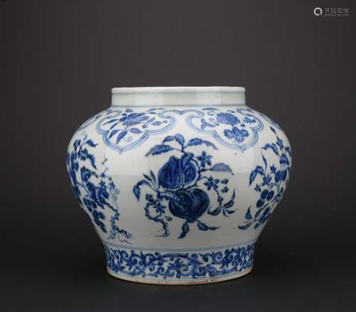 A blue and white 'floral' jar,Ming dynasty