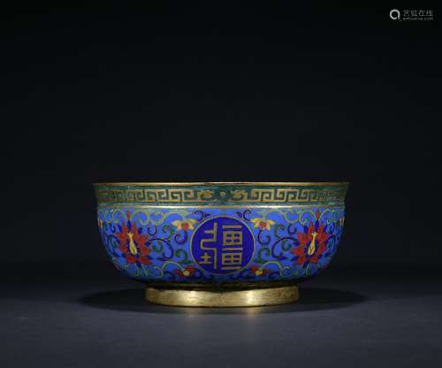 Qing dynasty cloisonne bowl with flowers pattern