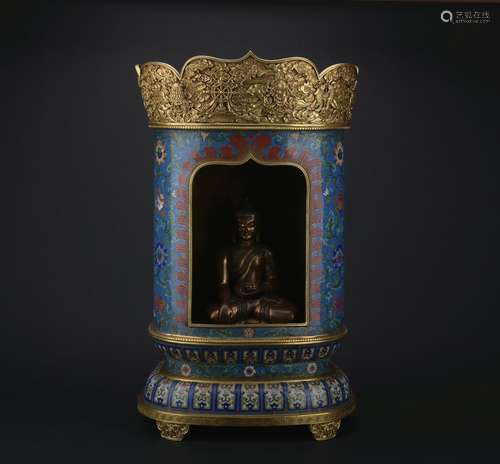 A Cloisonne enamel Buddhist and niche,Qing dynasty