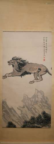 Modern Xu beihong's lion painting