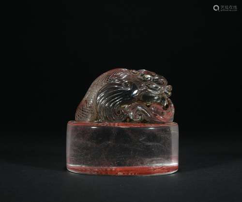 A crystal 'beast' seal,Qing dynasty