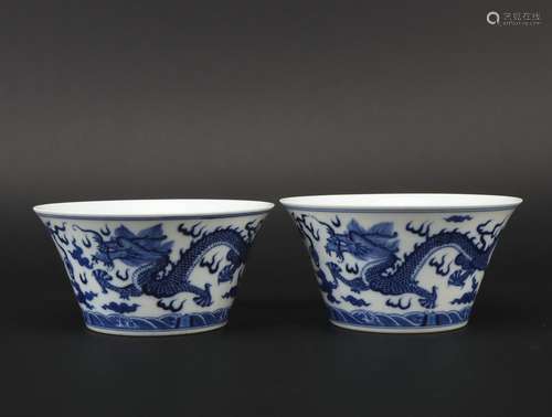 Qing dynasty blue and white bowl 1*pair