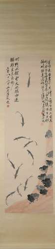 Modern Qi baishi's fish painting