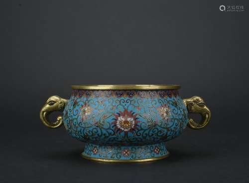 A Cloisonne enamel 'floral' censer,Qing dynasty