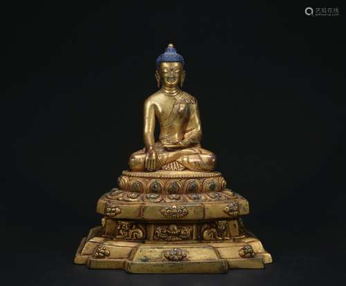 A gilt-bronze figure of Sakyamumi,Qing dynasty