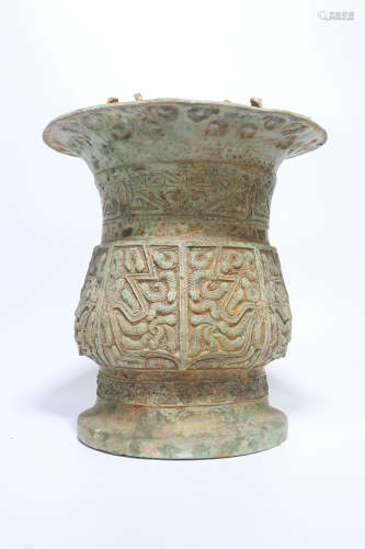 a chinese taotie pattern bronze vessel,the west han dynasty