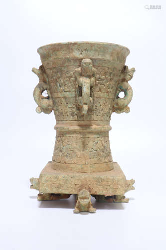 a chinese taotie pattern bronze vessel,the shang and zhou dynasty