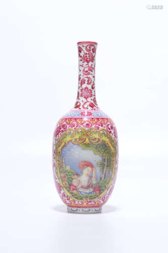 a chinese famille rose porcelain bottle vase,qing dynasty