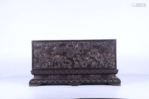 a chinese rosewood bamboo pattern box and cover,qing dynasty