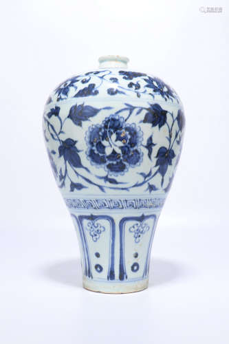 a chinese blue and white porcelain meiping,ming dynasty