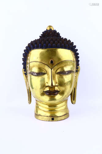 a chinese gilt bronze head of buddha,ming dynasty
