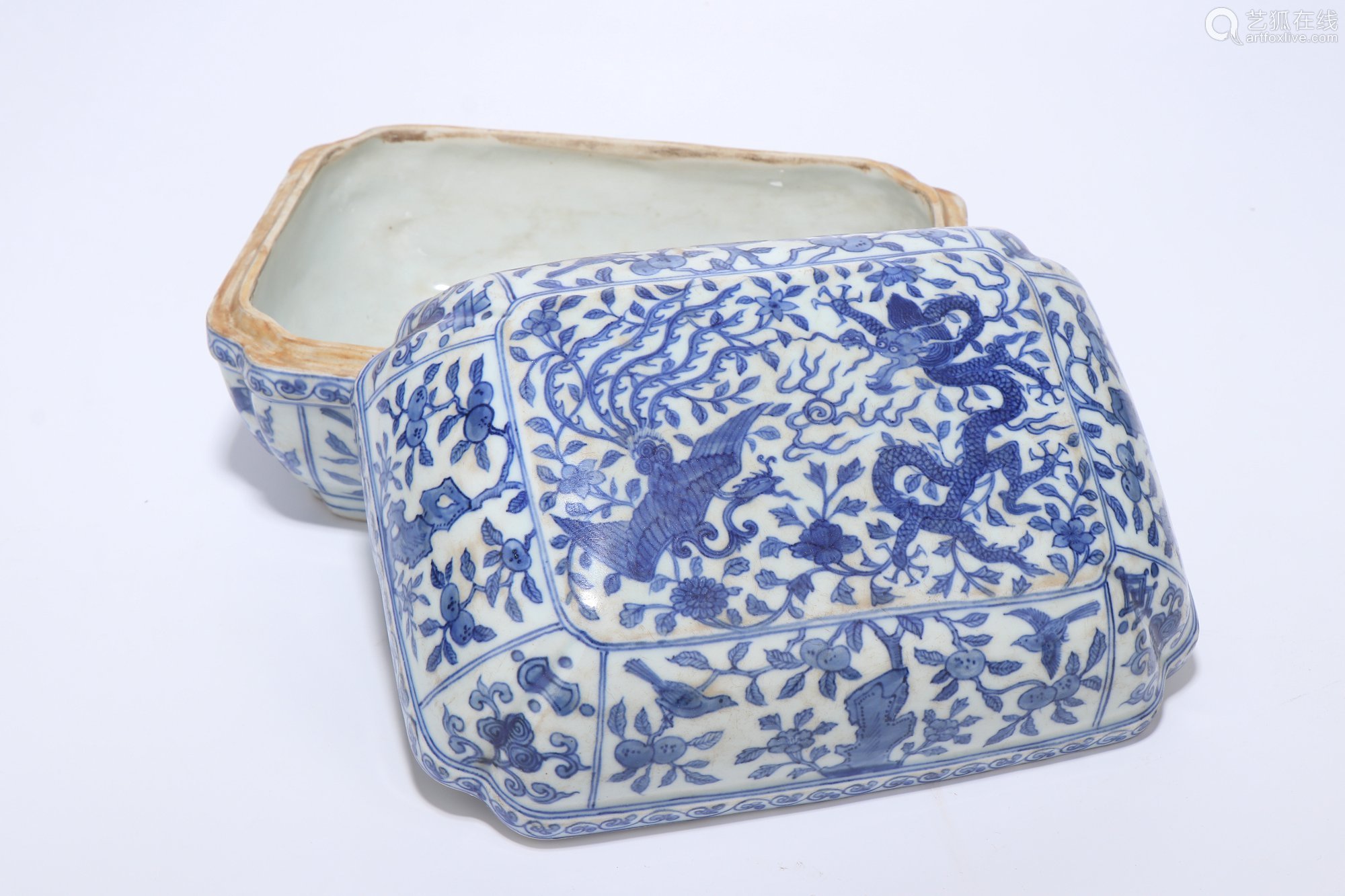 a chinese blue and white porcelain square box,ming dynasty－【Deal Price Picture】