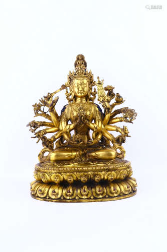 a chinese gilt bronze figure of buddha,ming dynasty