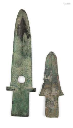 TWO BRONZE BLADES, GE China, late Shang – early Zh…