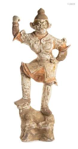 A PAINTED CERAMIC FUNERARY MODEL OF A HEAVENLY KIN…