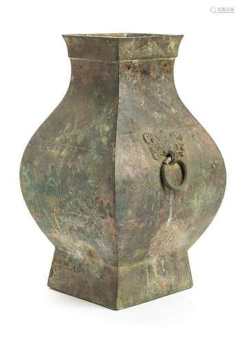 A BRONZE SQUARE VASE, FANGHU China, Western Han dy…
