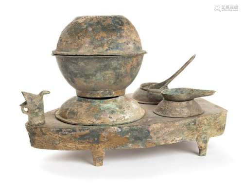 A BRONZE 'TURTLE' BRONZE MODEL OF A STOVE China, H…