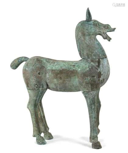 A LARGE HAN DYNASTY STYLE BRONZE HORSE China, 20th…