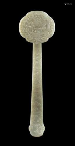 A PALE GREEN JADE RUYI SCEPTRE China, Qing dynasty…