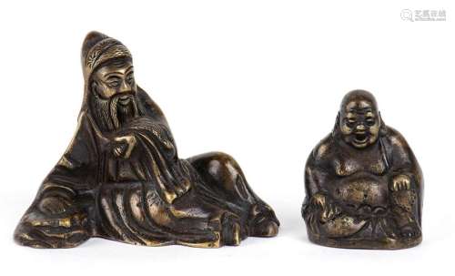 TWO BRONZE SCULPTURE OF BUDAI AND A SAGE China, 20…